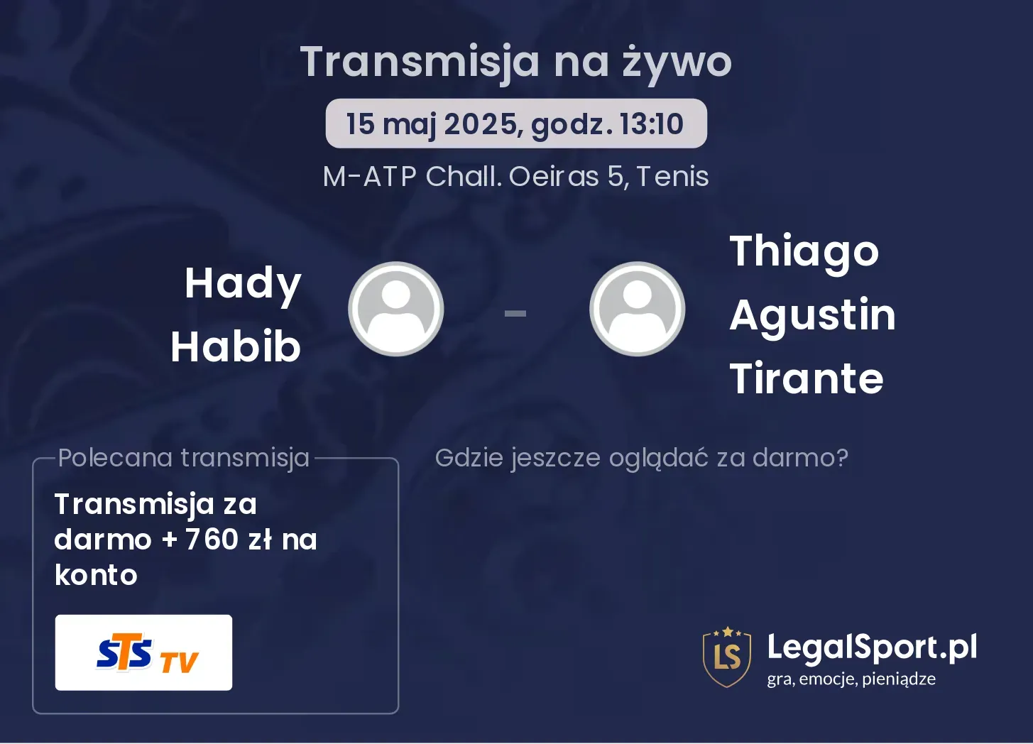Hady Habib - Thiago Agustin Tirante transmisja na żywo