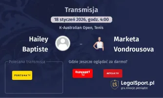 Hailey Baptiste - Marketa Vondrousova gdzie oglądać? (18.01)
