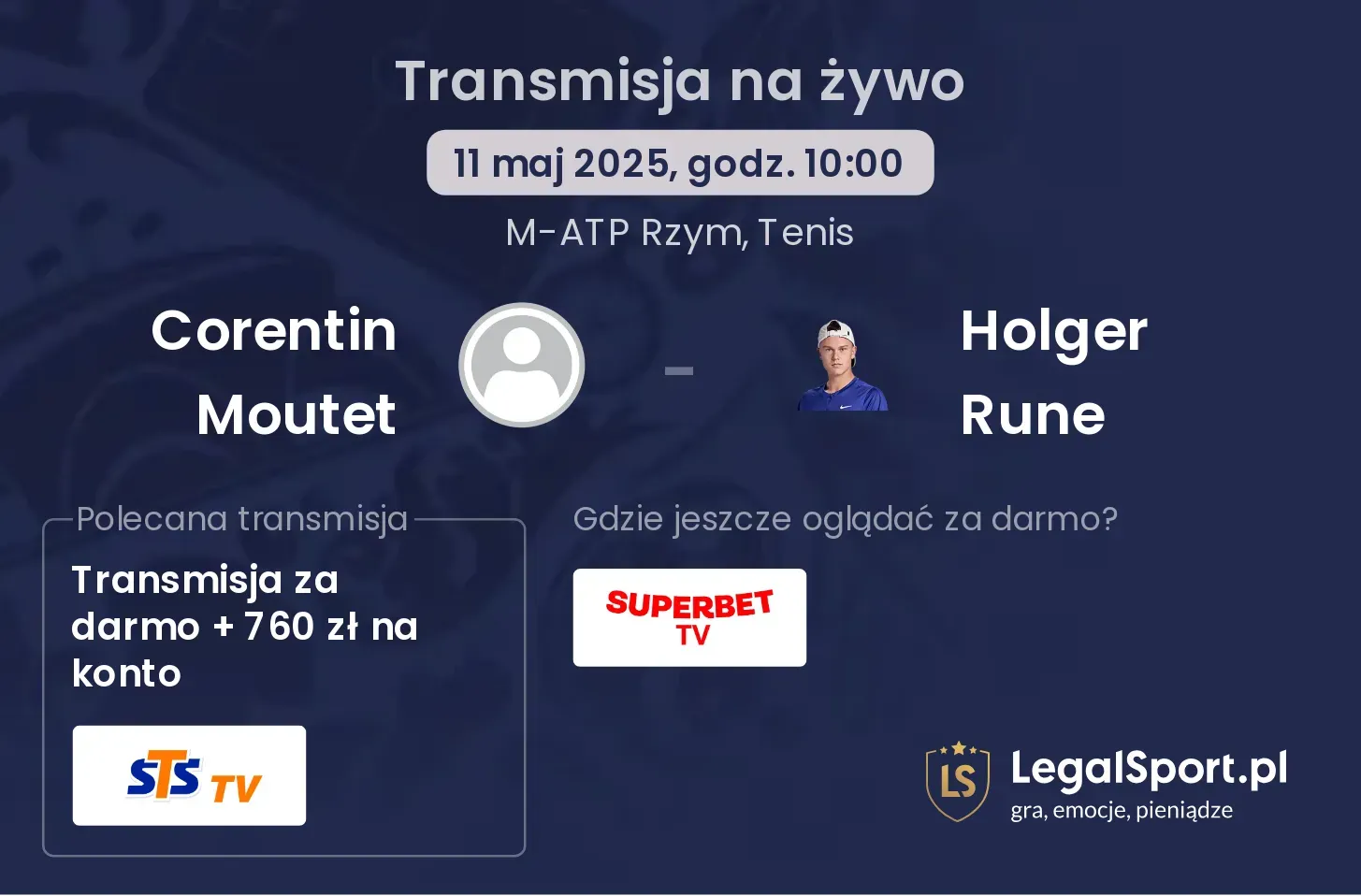 Corentin Moutet - Holger Rune gdzie oglądać transmisję?