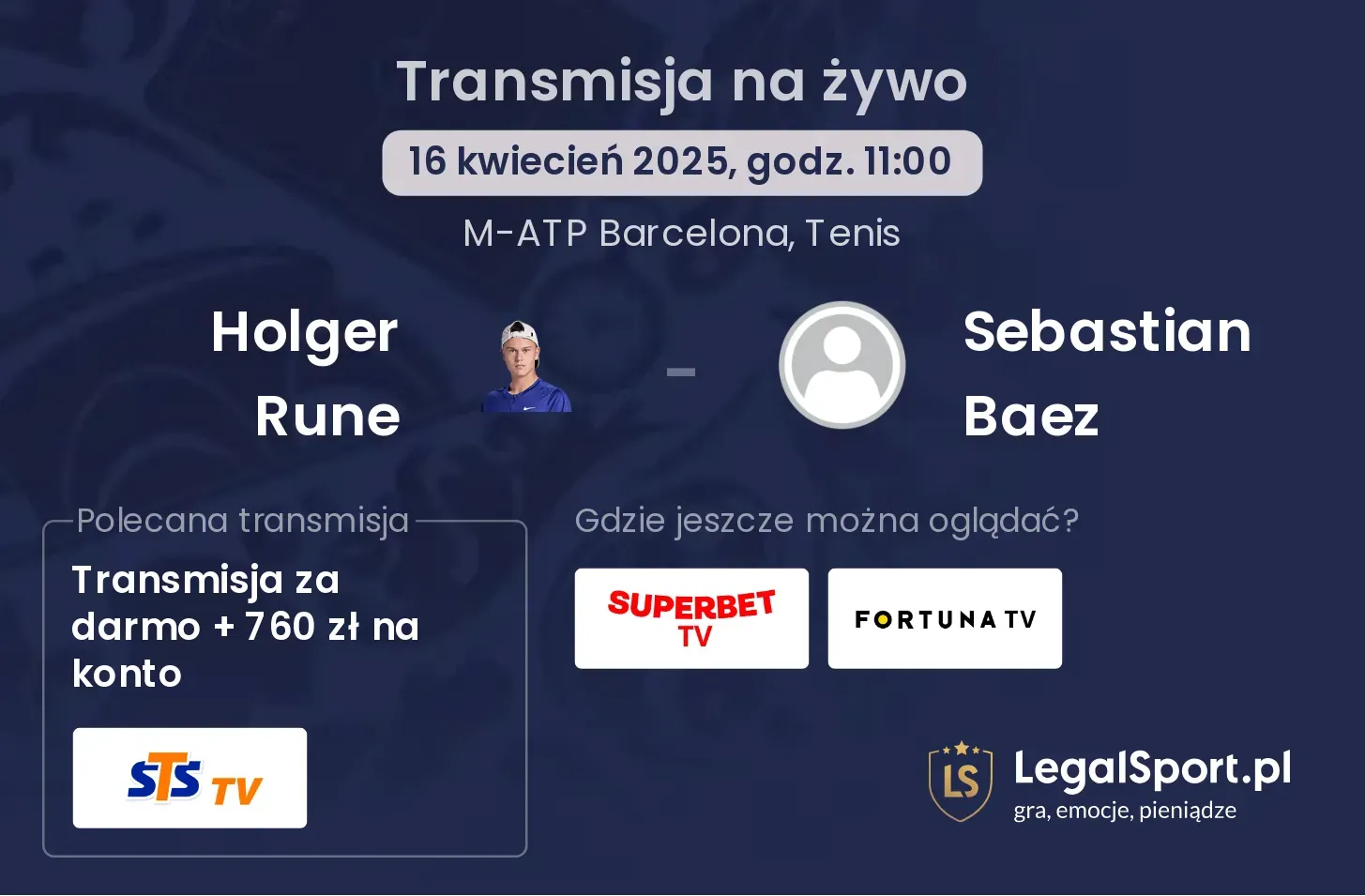 Holger Rune - Sebastian Baez gdzie oglądać?