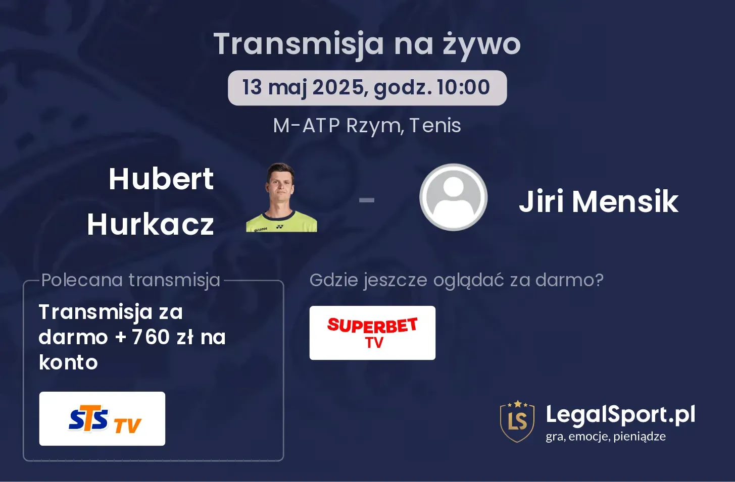 Hubert Hurkacz - Jiri Mensik transmisja na żywo