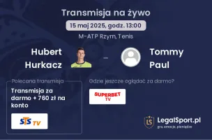 Hubert Hurkacz - Tommy Paul gdzie oglądać?