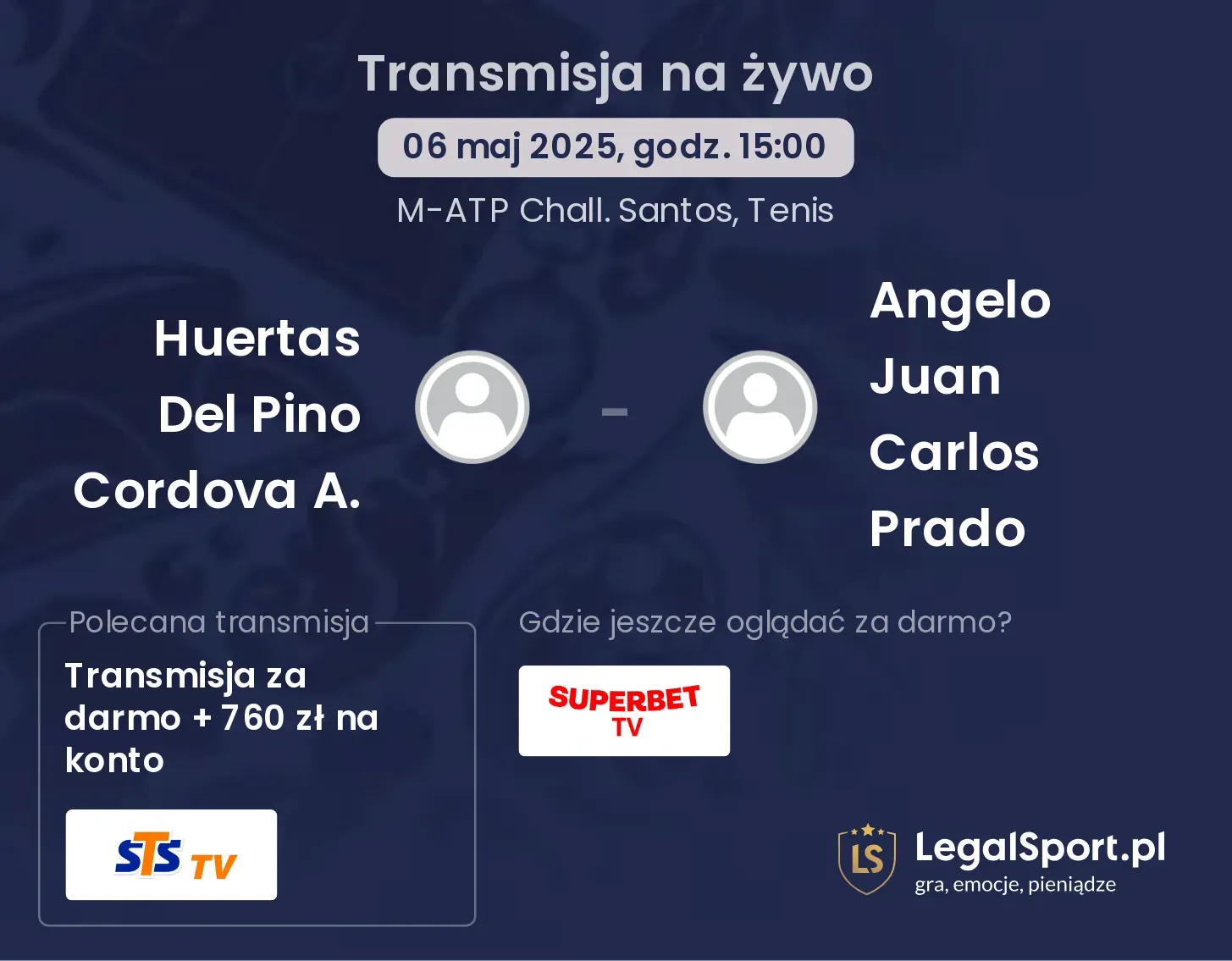 Huertas Del Pino Cordova A. - Angelo Juan Carlos Prado transmisja na żywo
