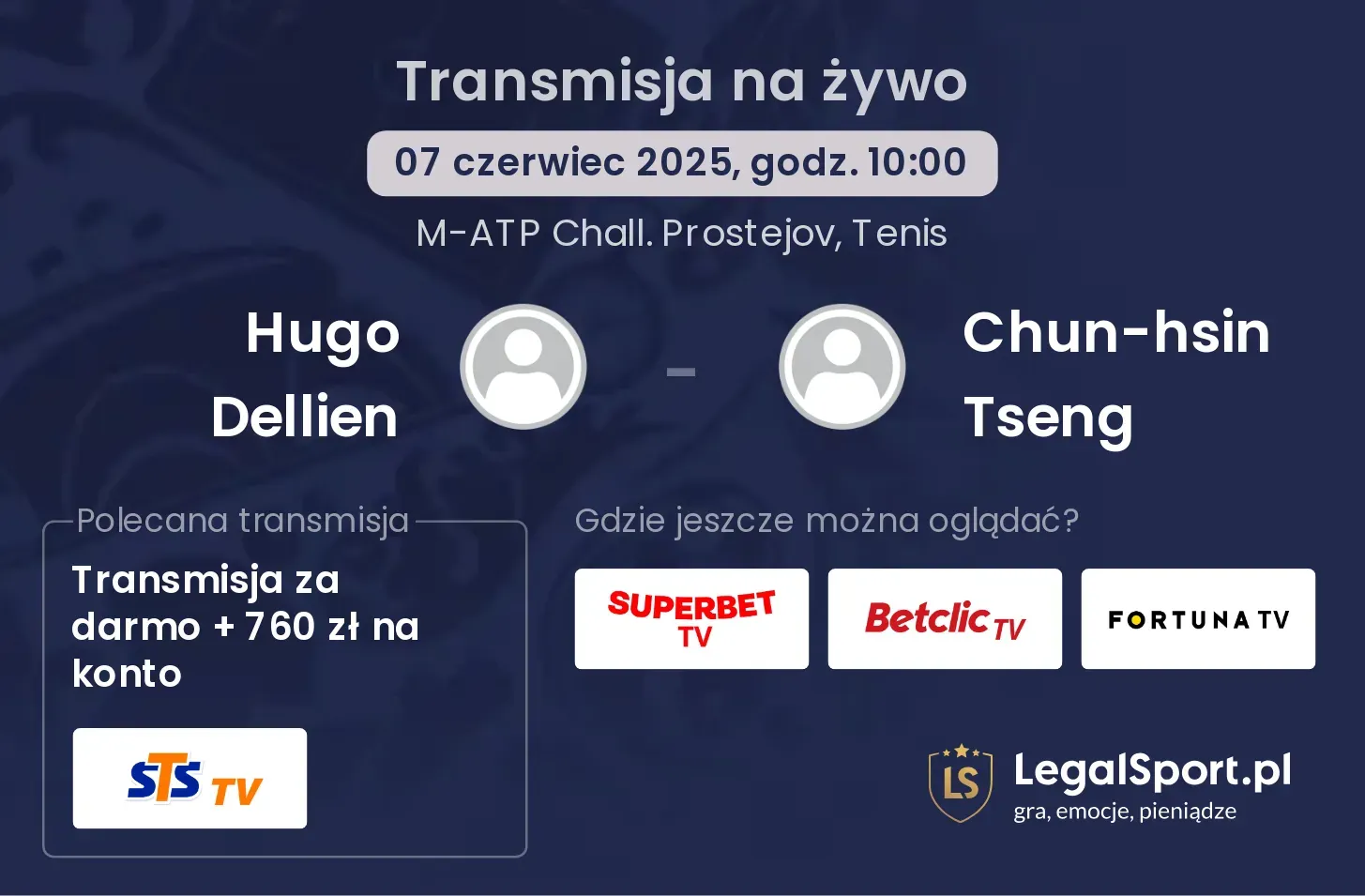 Hugo Dellien - Chun-hsin Tseng gdzie oglądać?
