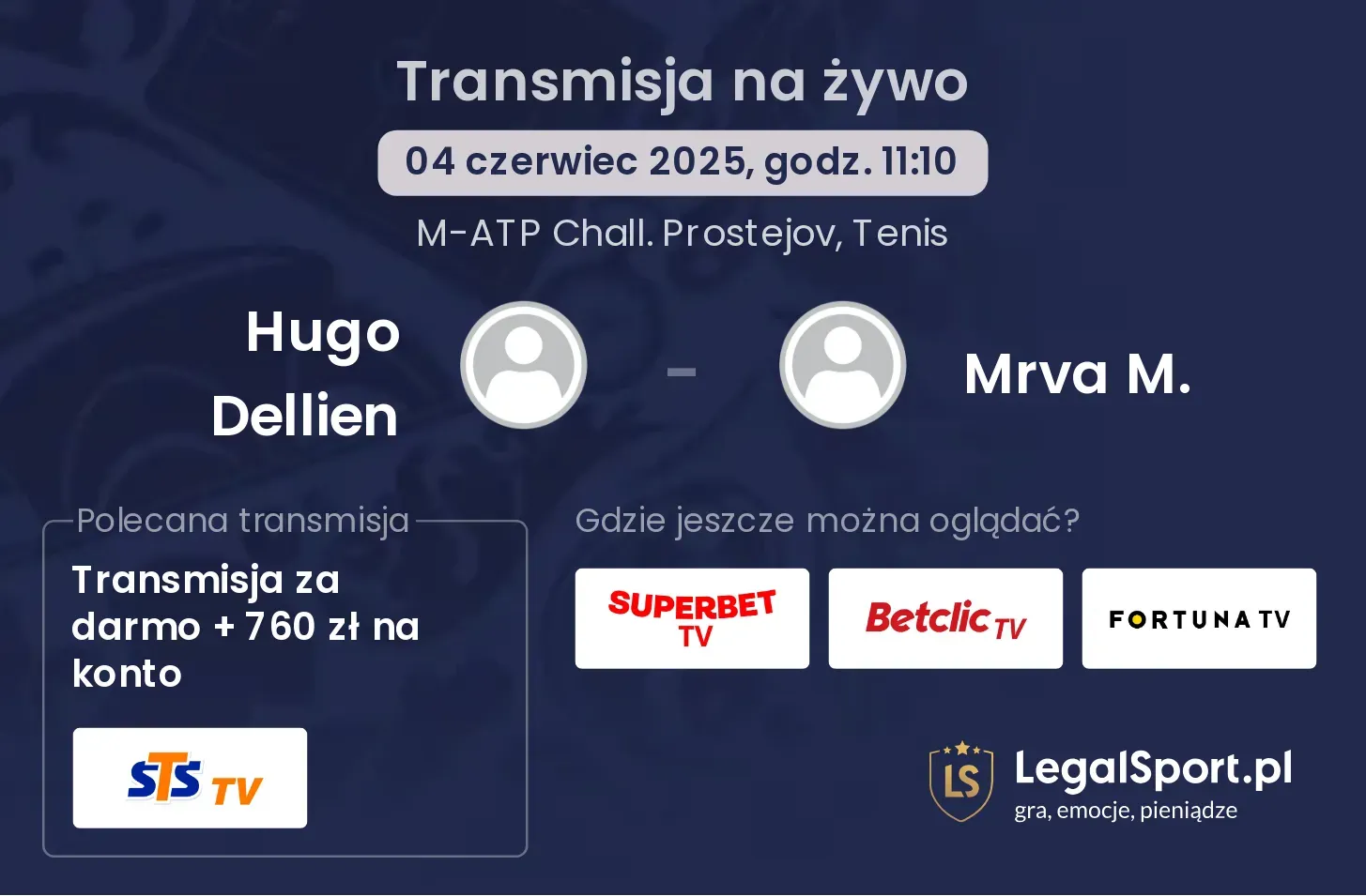 Hugo Dellien - Mrva M. gdzie oglądać transmisję?