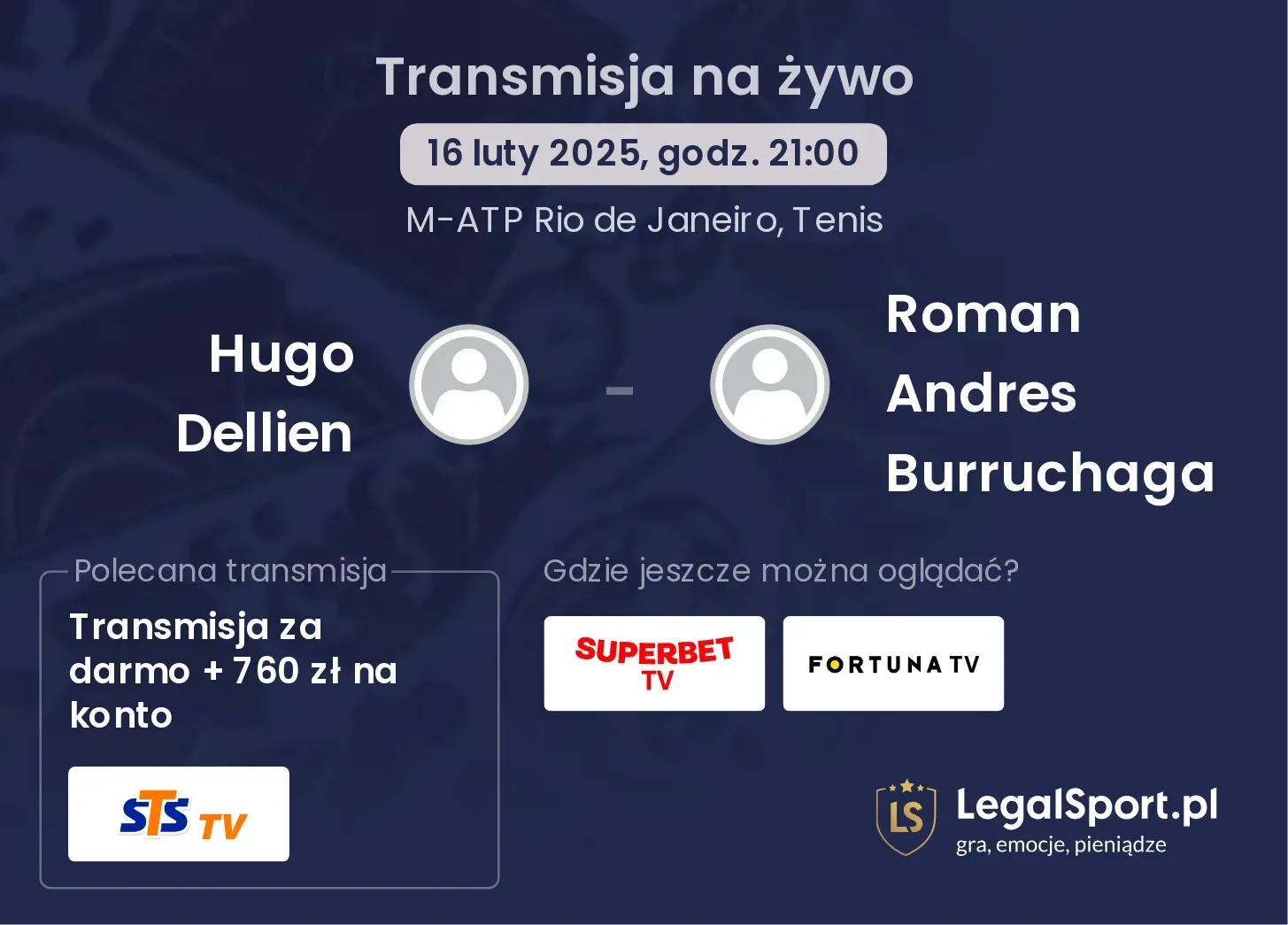 Hugo Dellien - Roman Andres Burruchaga gdzie oglądać transmisję?