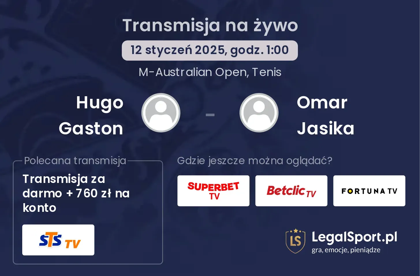 Hugo Gaston - Omar Jasika gdzie oglądać transmisję?