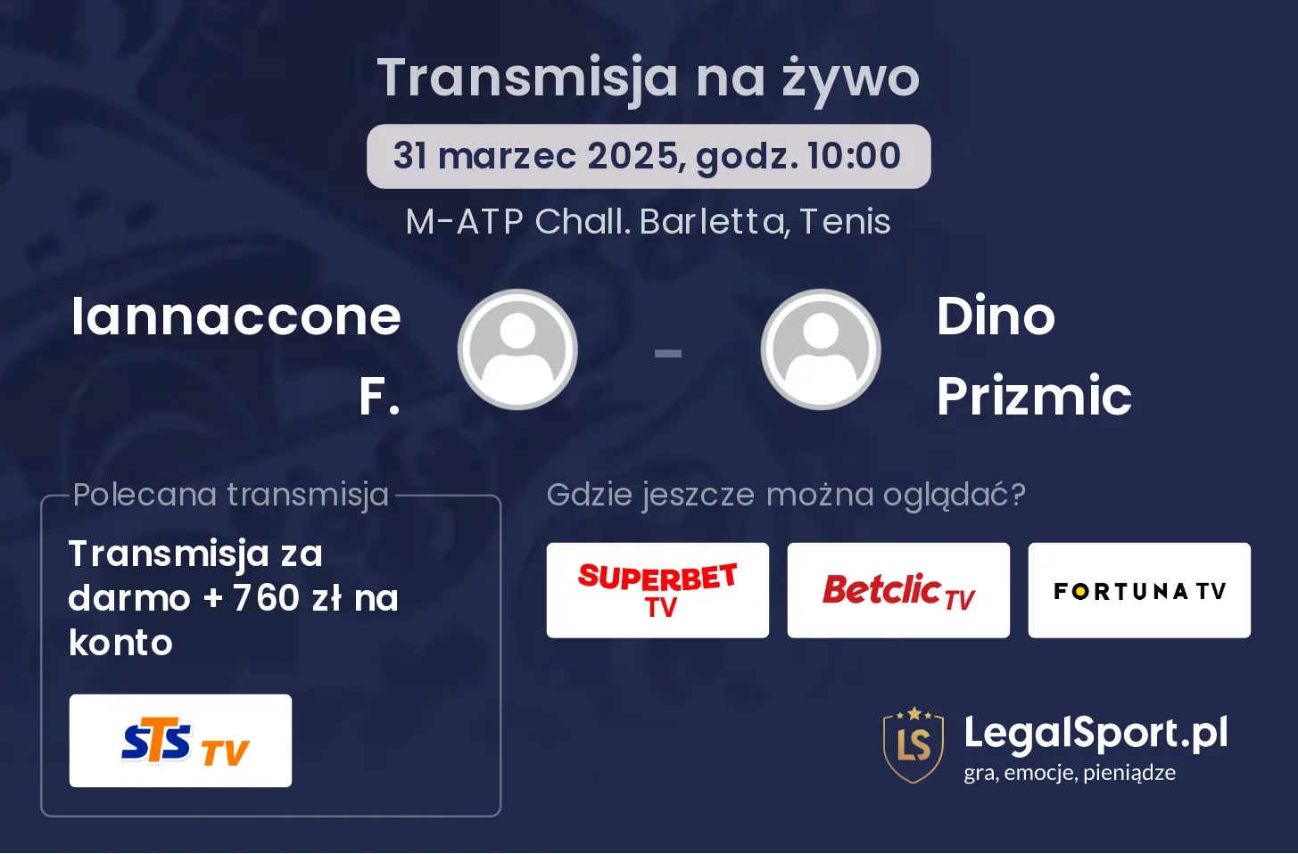 Iannaccone F. - Dino Prizmic gdzie oglądać transmisję?