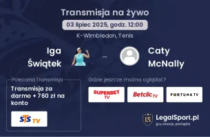 Iga Świątek - Caty McNally gdzie oglądać?