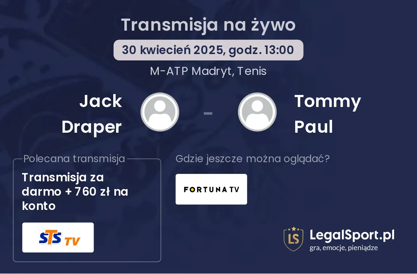 Jack Draper - Tommy Paul gdzie oglądać?