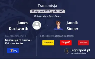 James Duckworth - Jannik Sinner gdzie oglądać? (22.01)