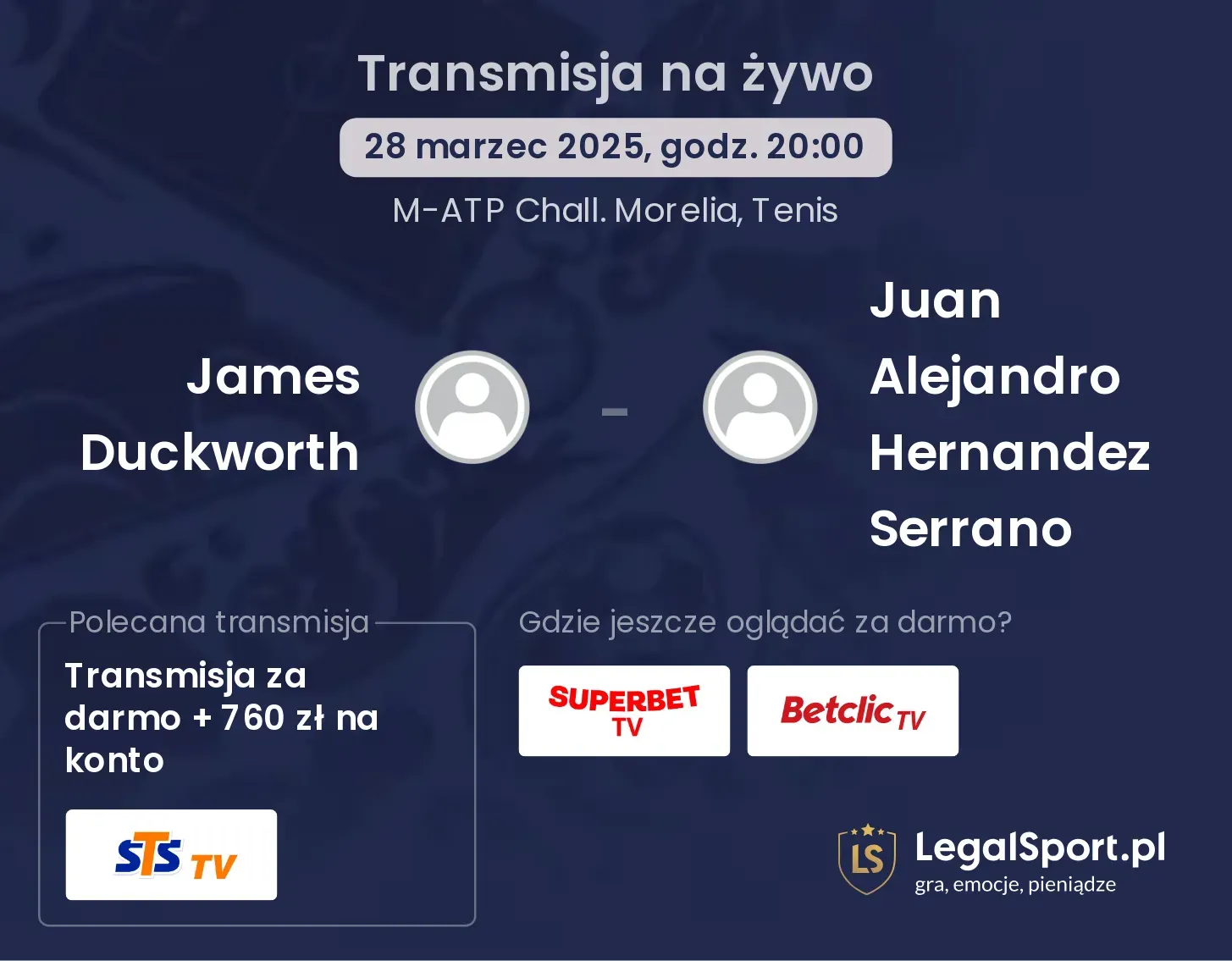 James Duckworth - Juan Alejandro Hernandez Serrano gdzie oglądać transmisję?