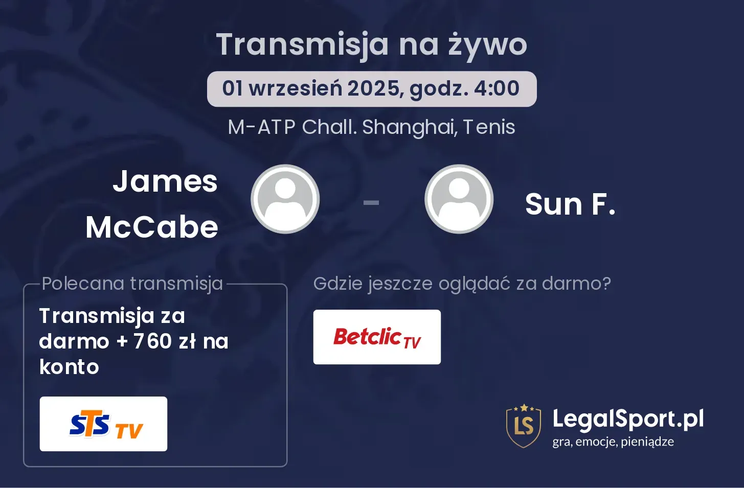 James McCabe - Sun F. transmisja na żywo