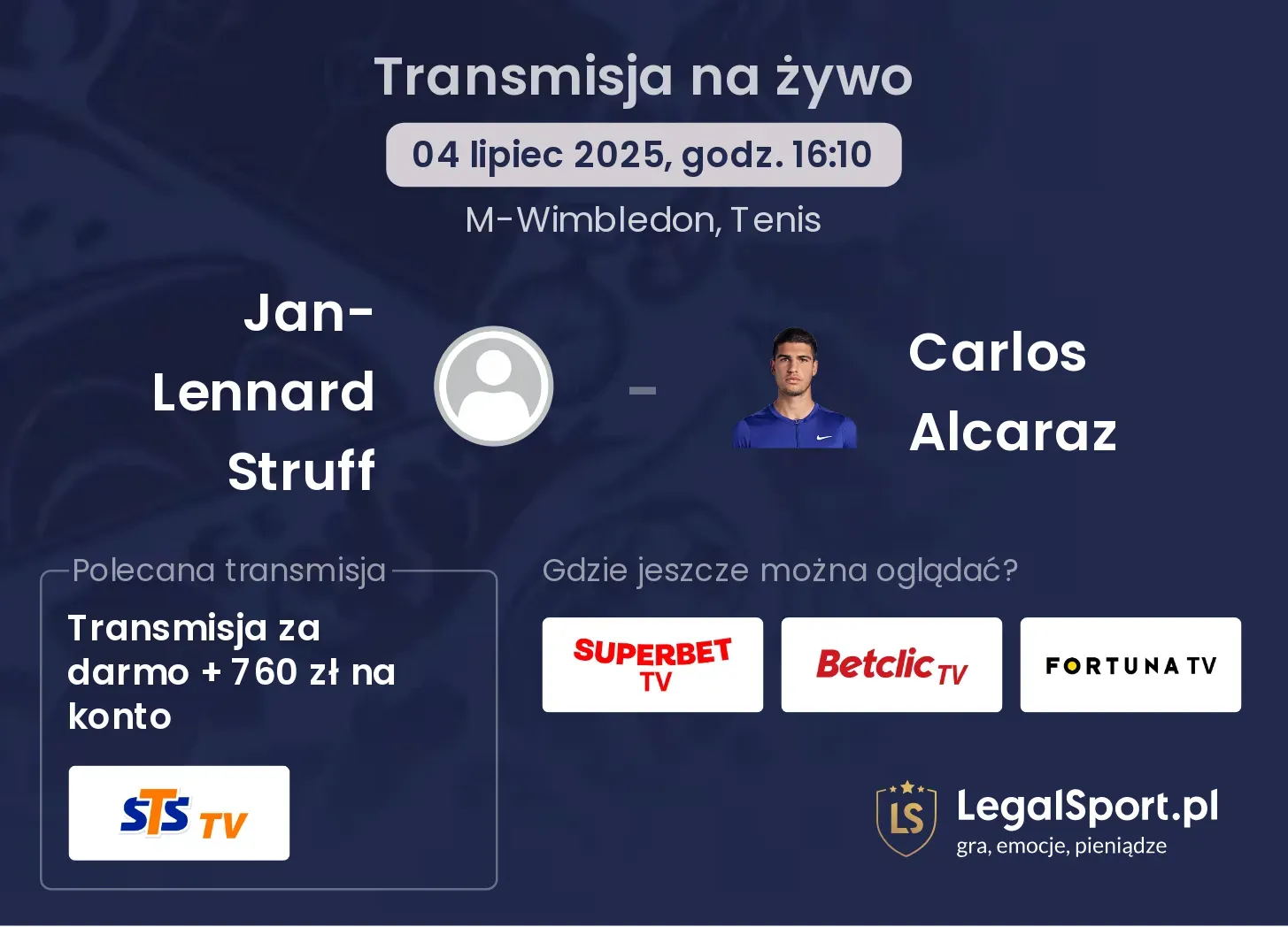 Jan-Lennard Struff - Carlos Alcaraz gdzie oglądać?