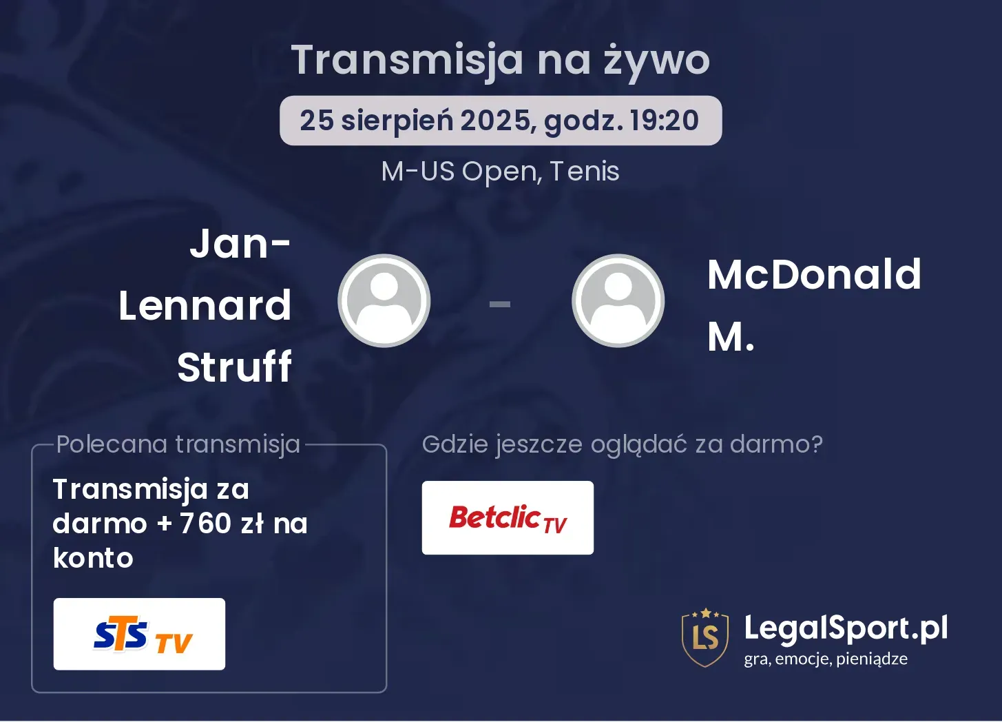 Jan-Lennard Struff - McDonald M. transmisja na żywo
