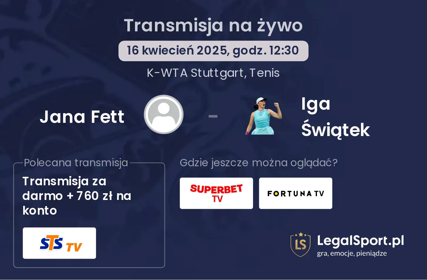 Jana Fett - Iga Świątek gdzie oglądać transmisję?