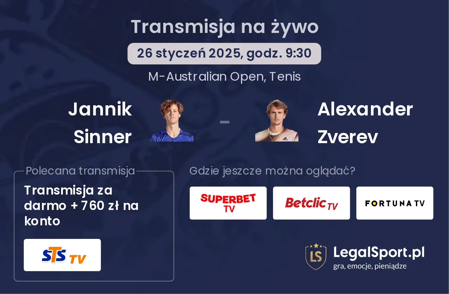 Jannik Sinner - Alexander Zverev gdzie oglądać transmisję?