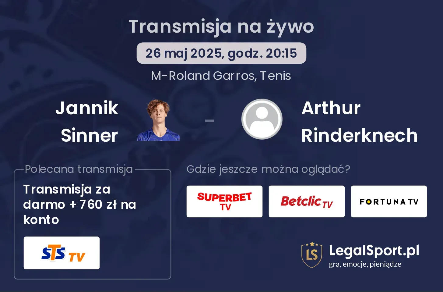 Jannik Sinner - Arthur Rinderknech gdzie oglądać?