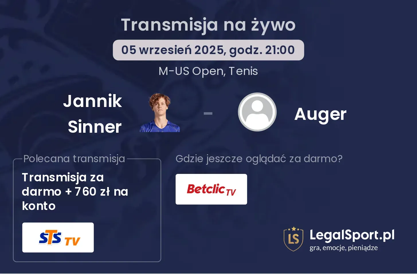 Jannik Sinner - Auger gdzie oglądać?