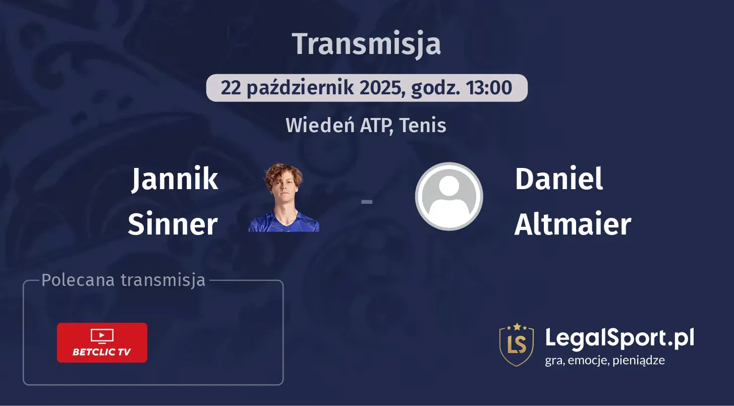 Jannik Sinner - Daniel Altmaier Transmisje