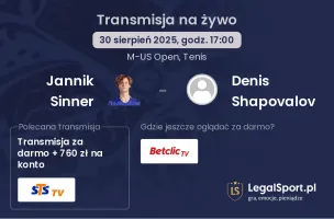 Jannik Sinner - Denis Shapovalov gdzie oglądać?