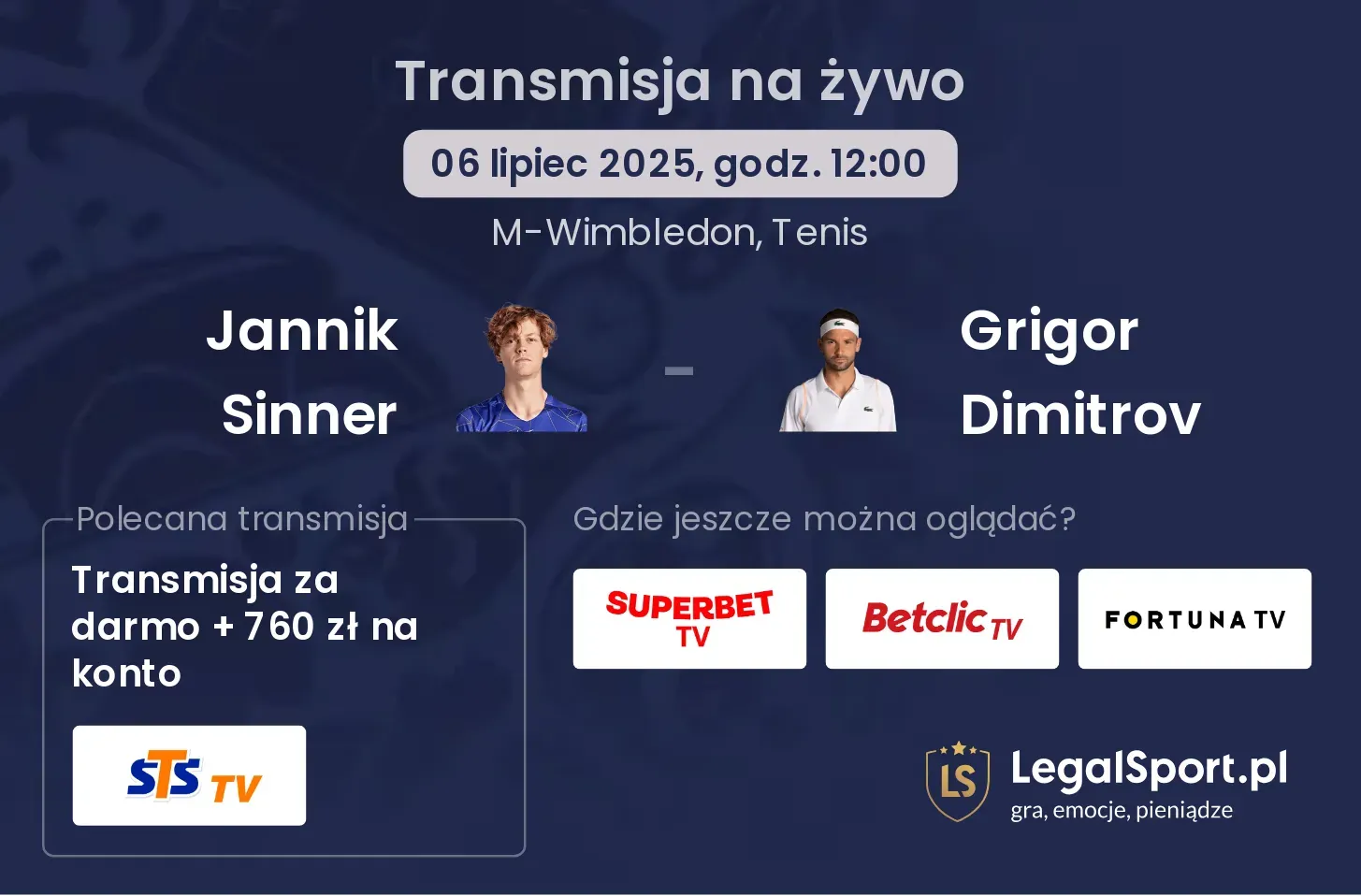 Jannik Sinner - Grigor Dimitrov gdzie oglądać?