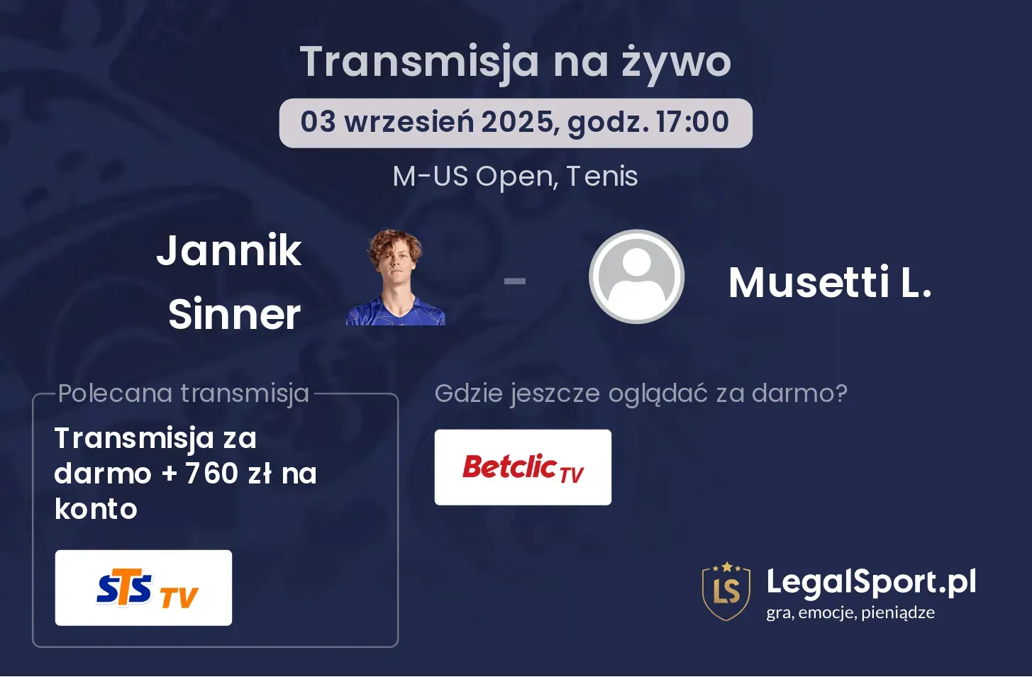 Jannik Sinner - Musetti L. transmisja na żywo