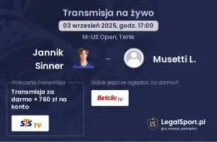 Jannik Sinner - Musetti L. gdzie oglądać?