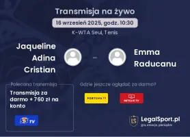 Jaqueline Adina Cristian - Emma Raducanu gdzie oglądać?
