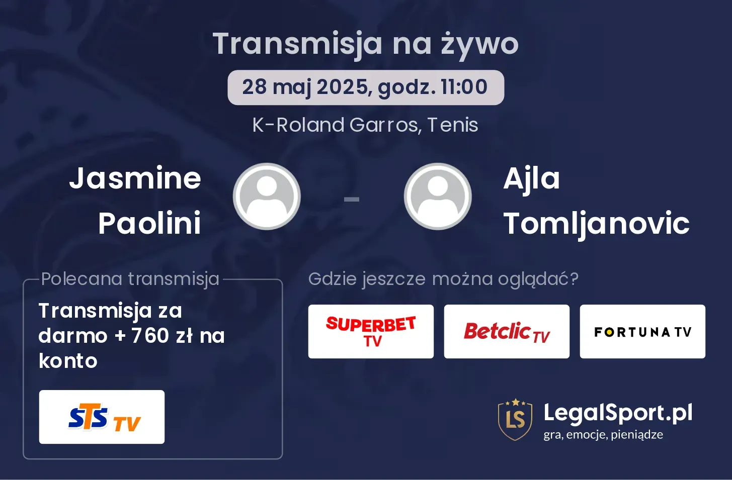 Jasmine Paolini - Ajla Tomljanovic transmisja na żywo