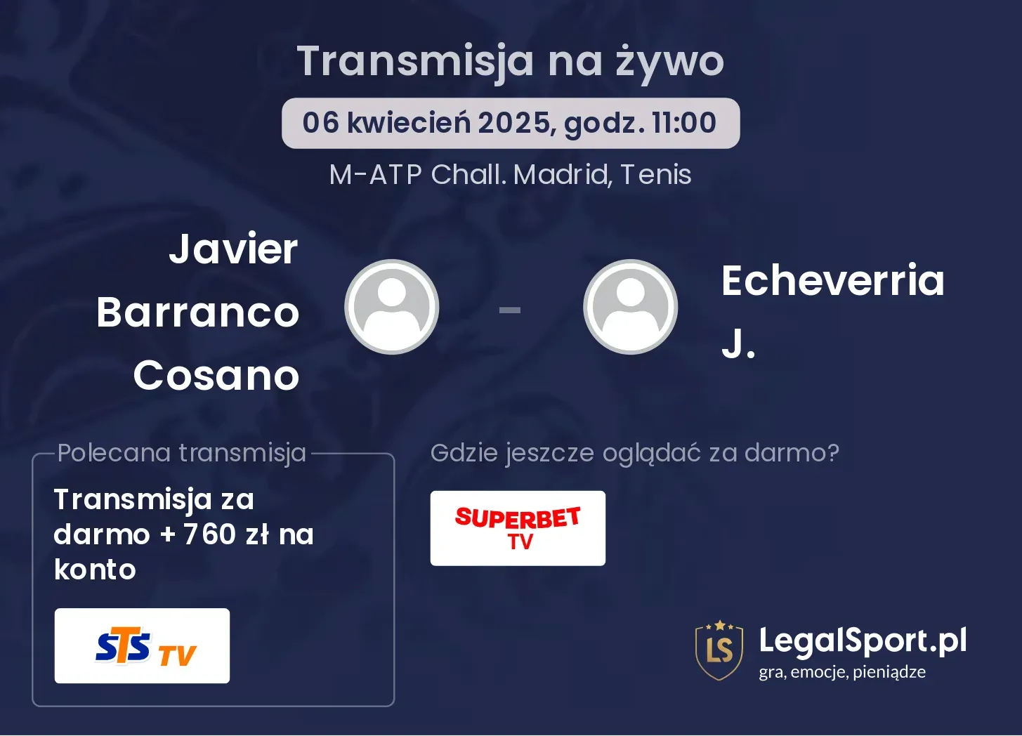 Javier Barranco Cosano - Echeverria J. gdzie oglądać?