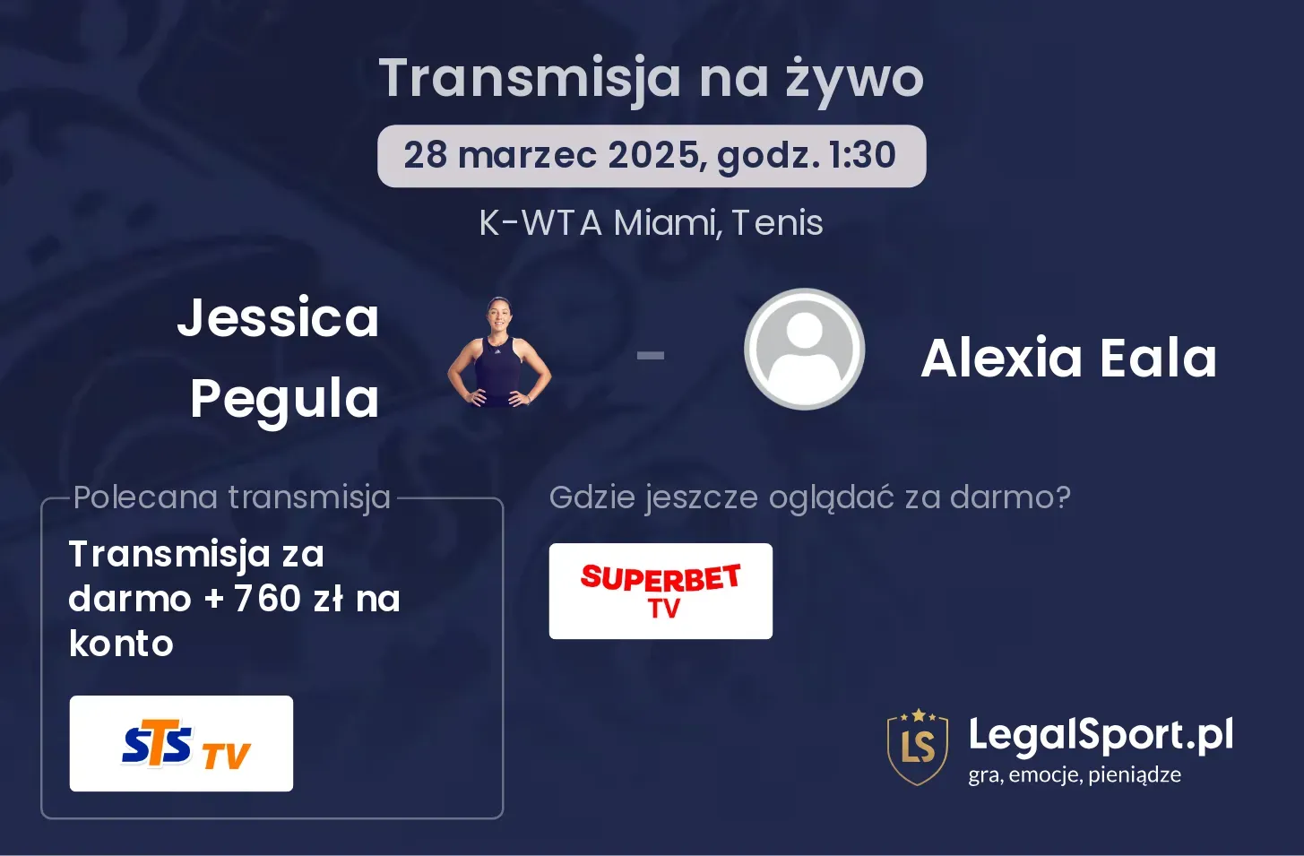 Jessica Pegula - Alexia Eala gdzie oglądać transmisję?