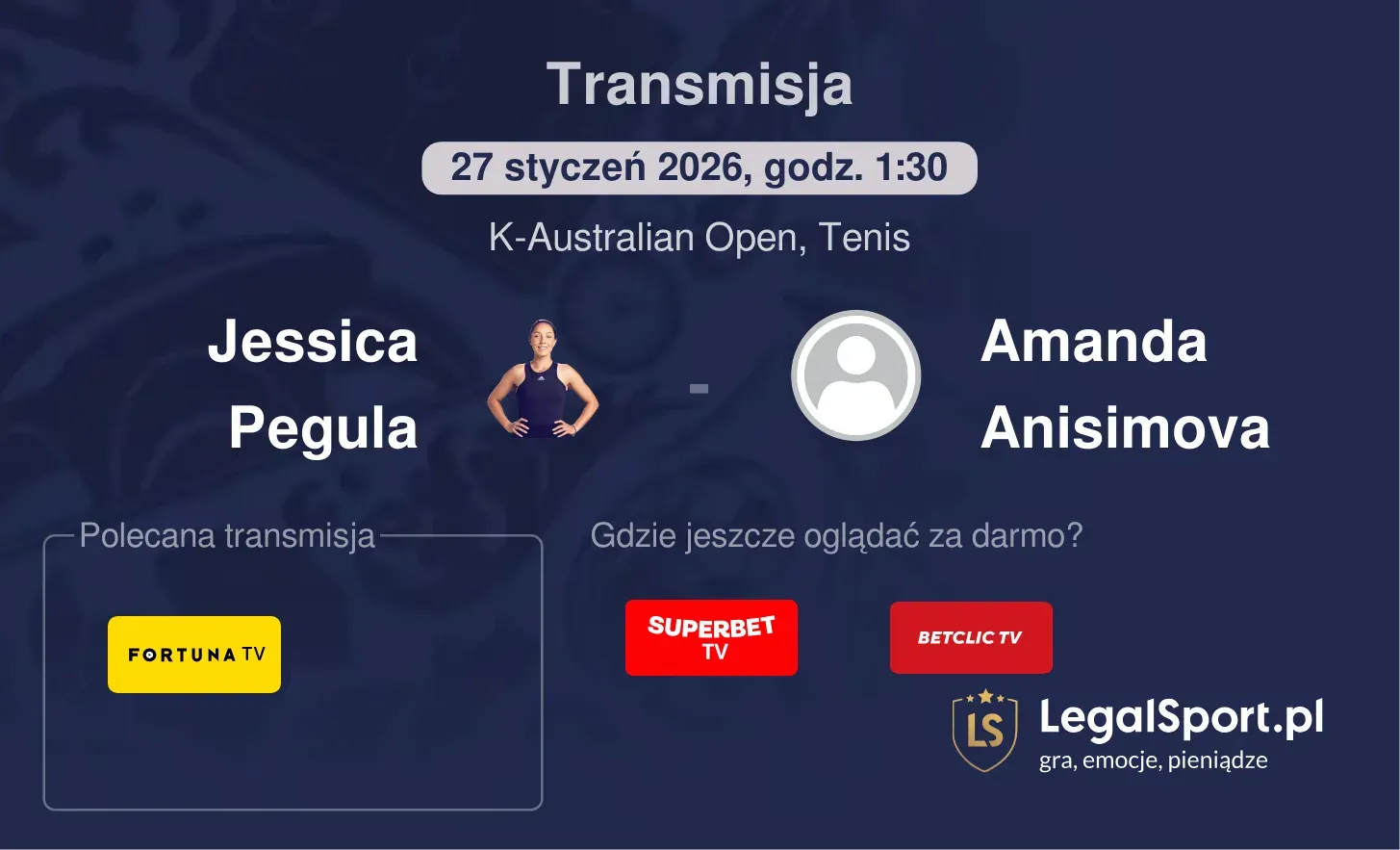 Jessica Pegula - Amanda Anisimova Transmisje
