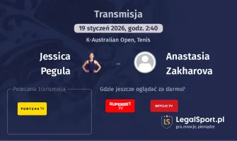 Jessica Pegula - Anastasia Zakharova gdzie oglądać? (19.01)