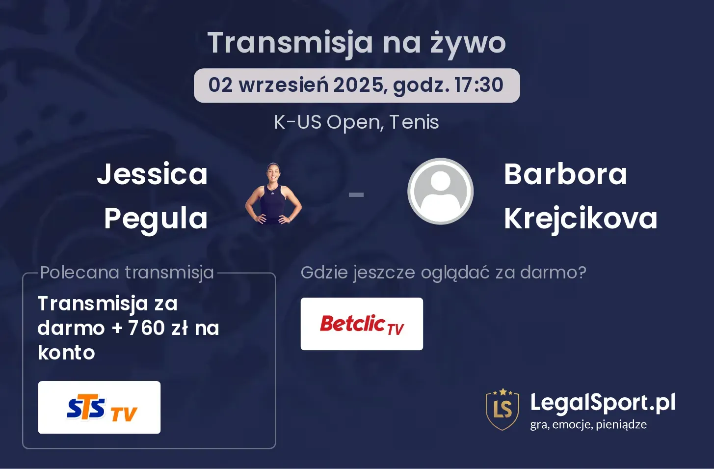 Jessica Pegula - Barbora Krejcikova transmisja na żywo