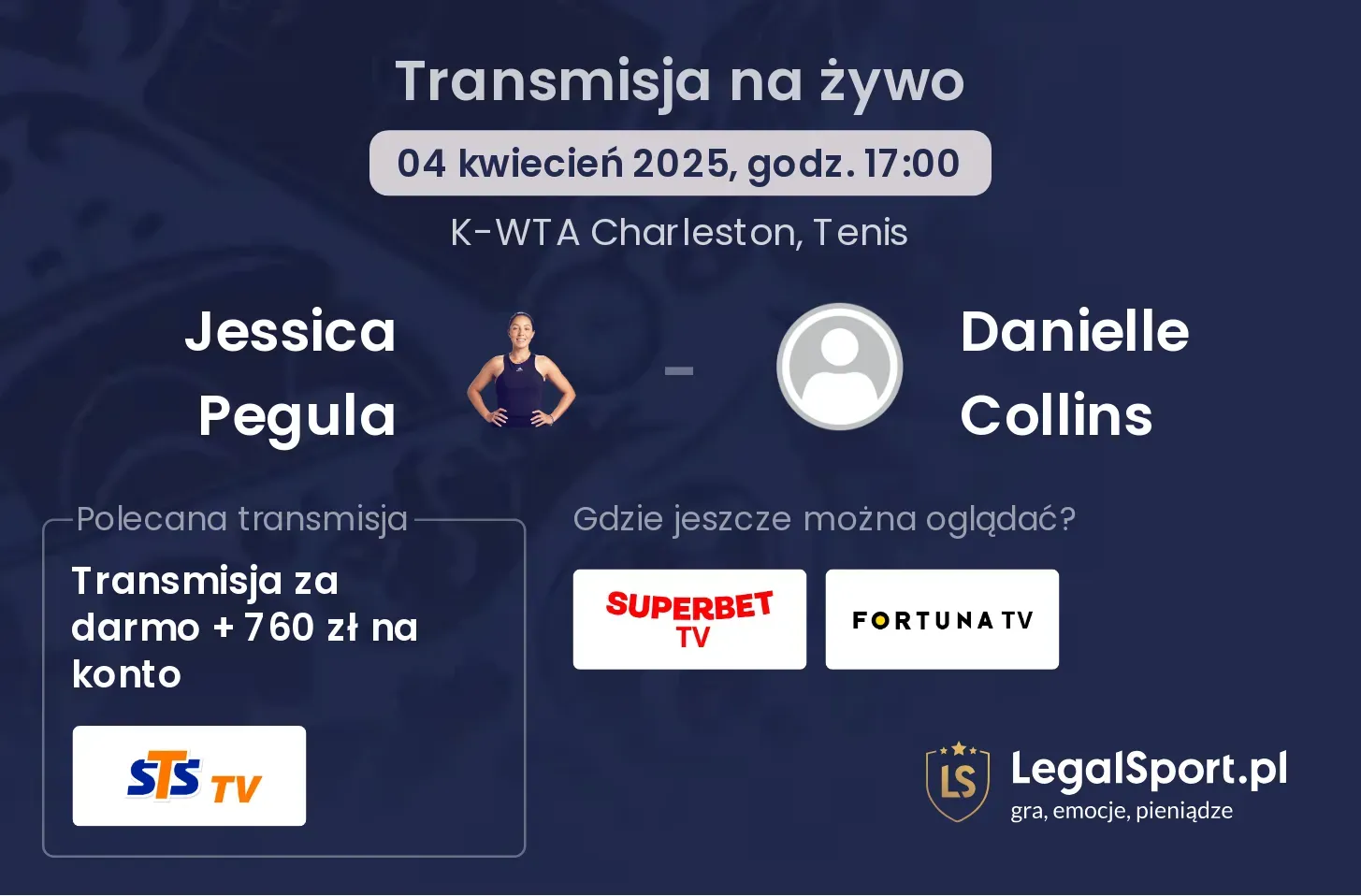 Jessica Pegula - Danielle Collins gdzie oglądać transmisję?