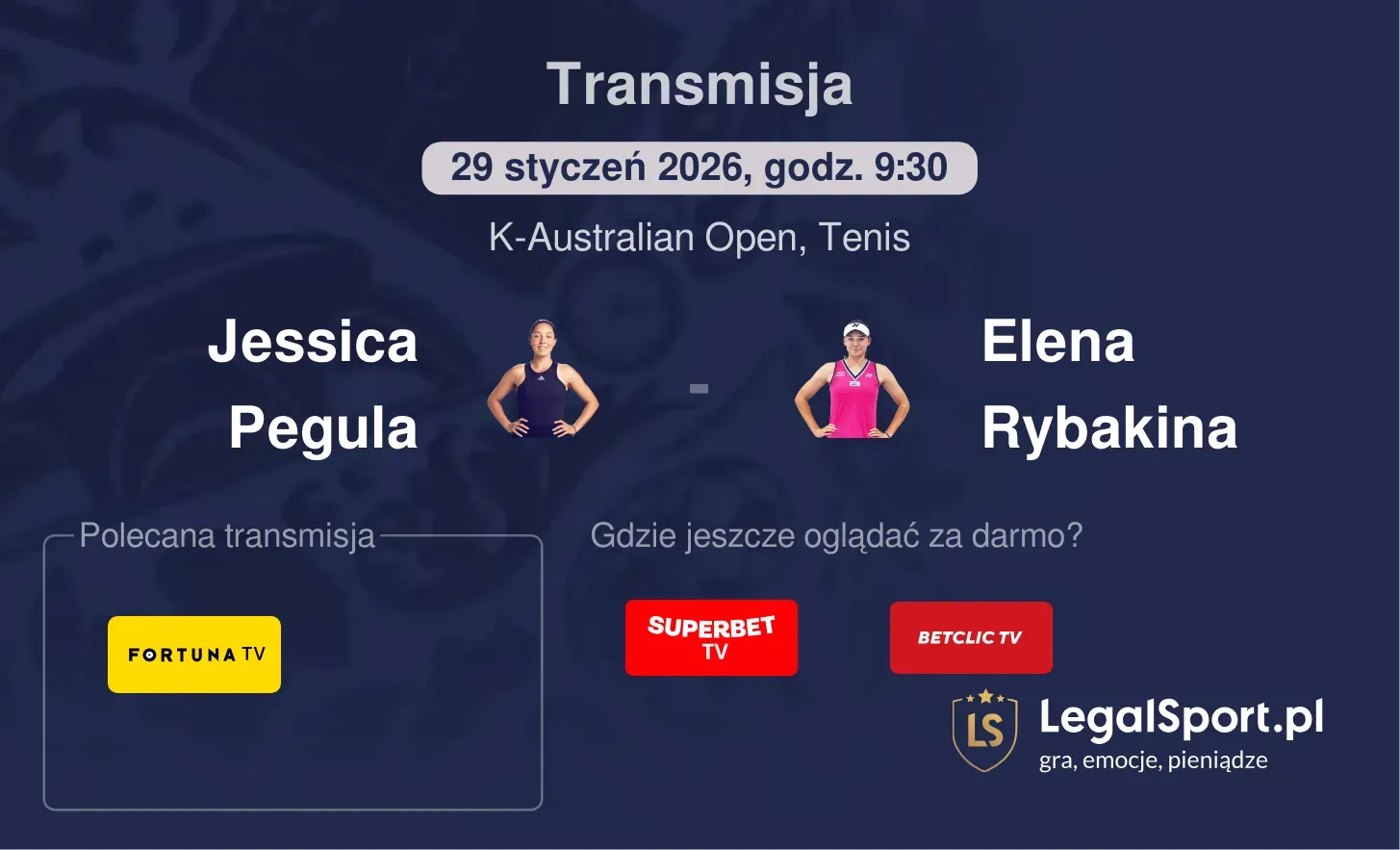 Jessica Pegula - Elena Rybakina Transmisje