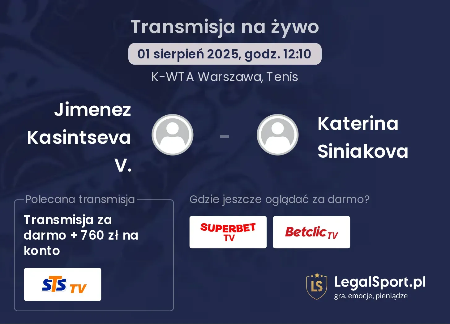 Jimenez Kasintseva V. - Katerina Siniakova gdzie oglądać?