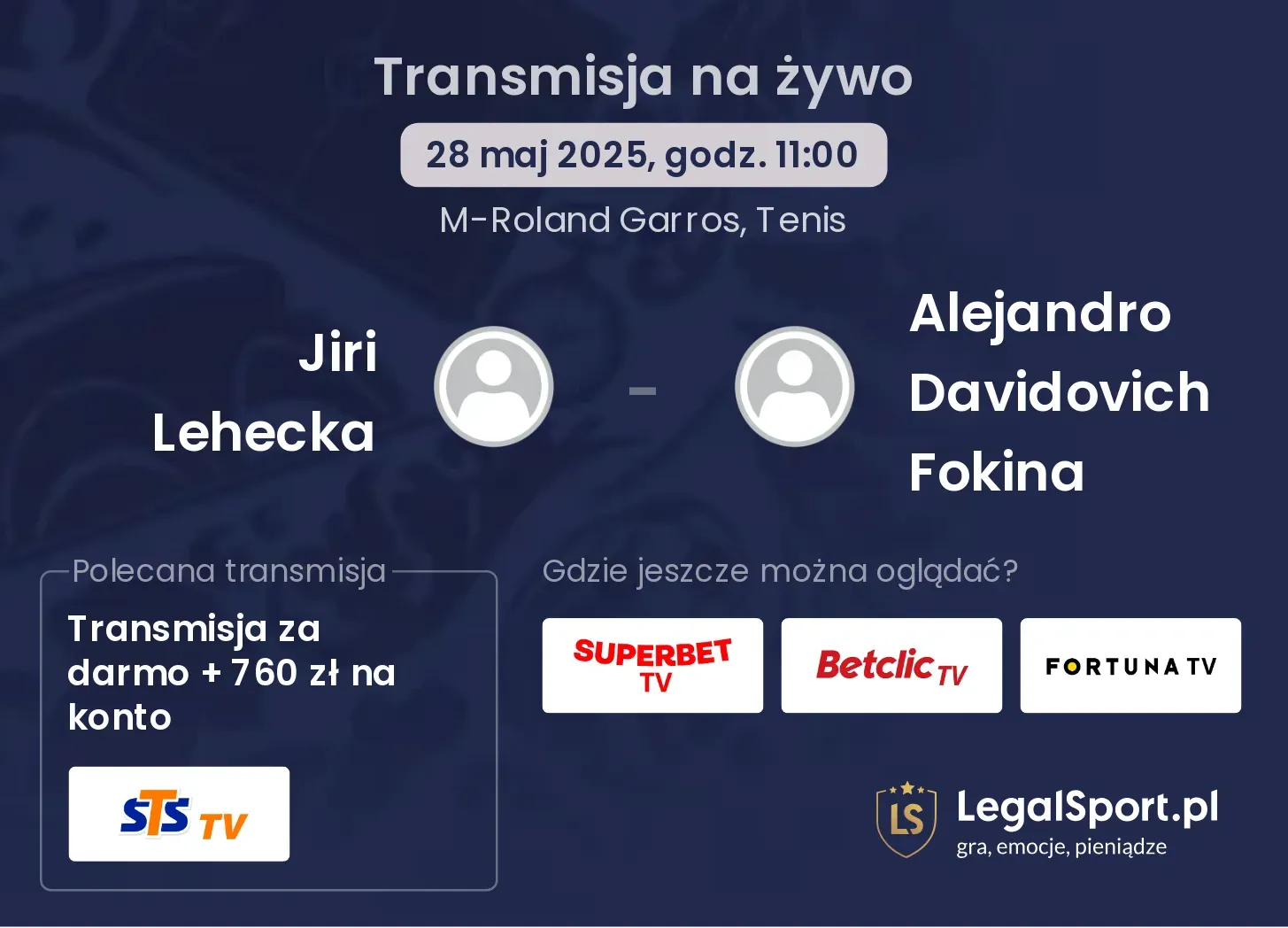 Jiri Lehecka - Alejandro Davidovich Fokina transmisja na żywo