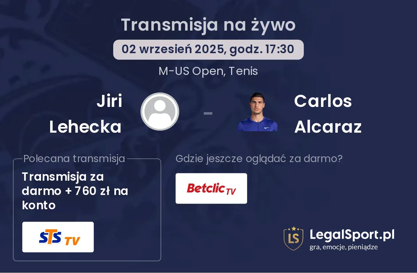Jiri Lehecka - Carlos Alcaraz transmisja na żywo
