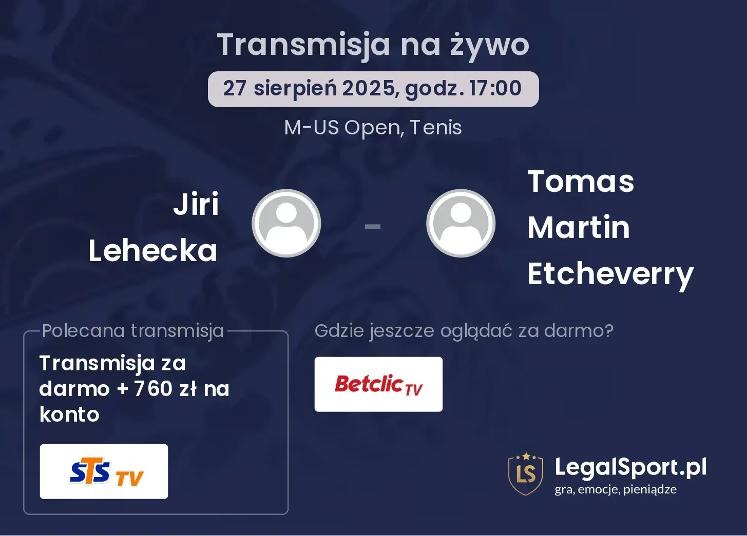 Jiri Lehecka - Tomas Martin Etcheverry transmisja na żywo
