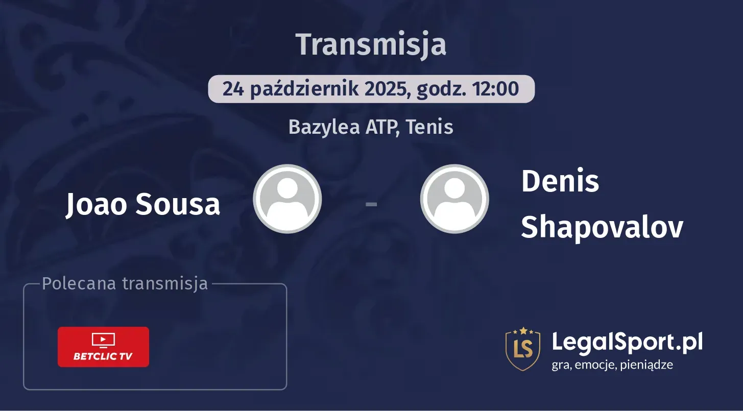 Joao Sousa - Denis Shapovalov Transmisje