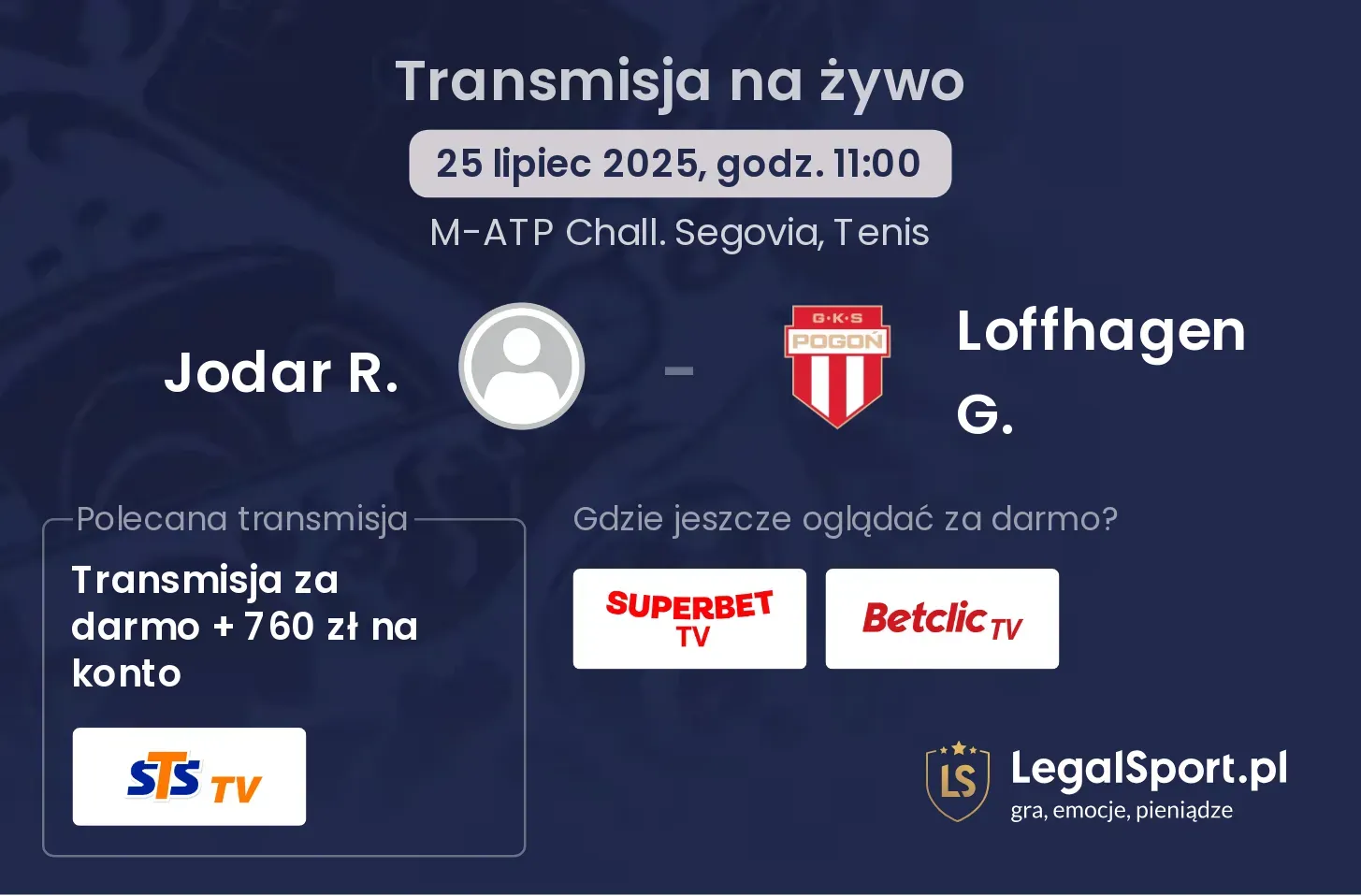 Jodar R. - Loffhagen G. gdzie oglądać?