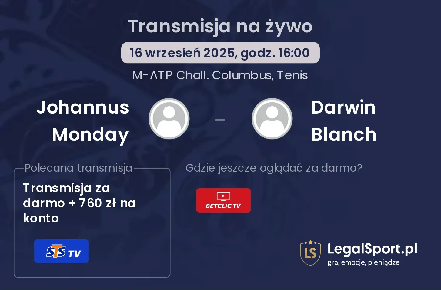 Johannus Monday - Darwin Blanch transmisja na żywo