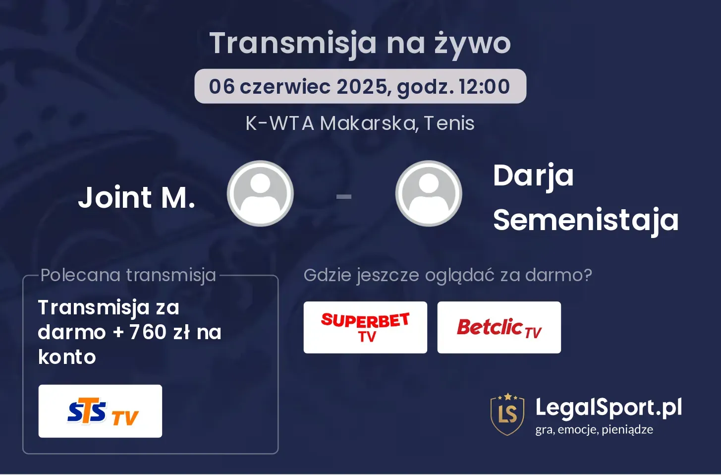 Joint M. - Darja Semenistaja gdzie oglądać transmisję?