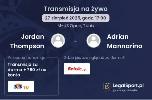 Jordan Thompson - Adrian Mannarino gdzie oglądać?