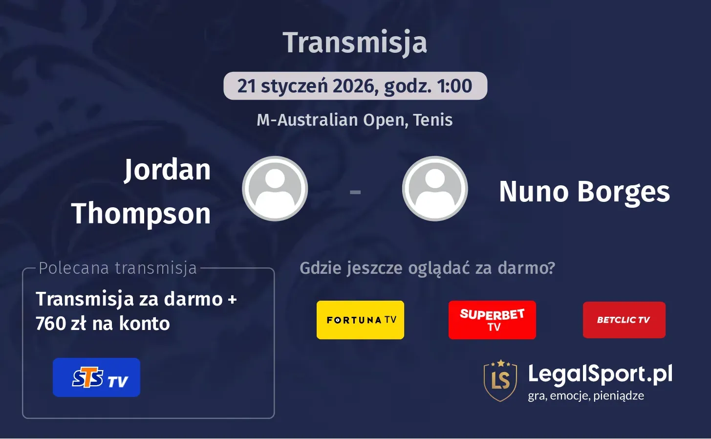 Jordan Thompson - Nuno Borges Transmisje