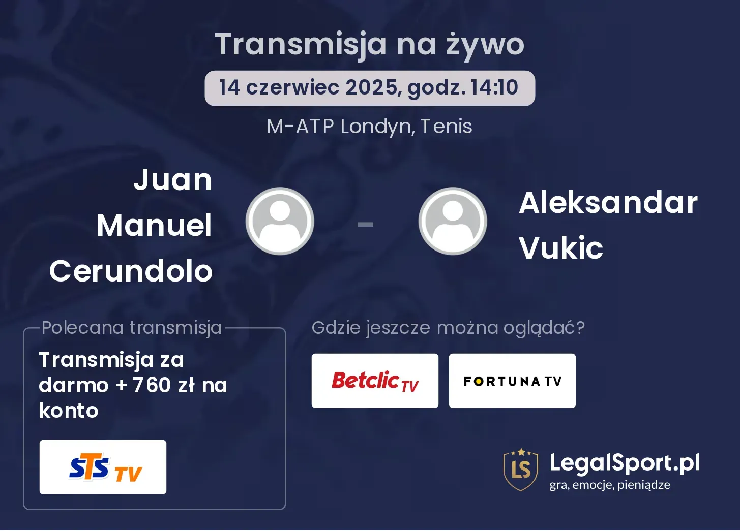 Juan Manuel Cerundolo - Aleksandar Vukic gdzie oglądać?
