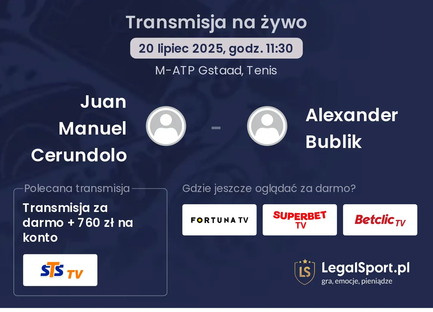 Juan Manuel Cerundolo - Alexander Bublik gdzie oglądać?