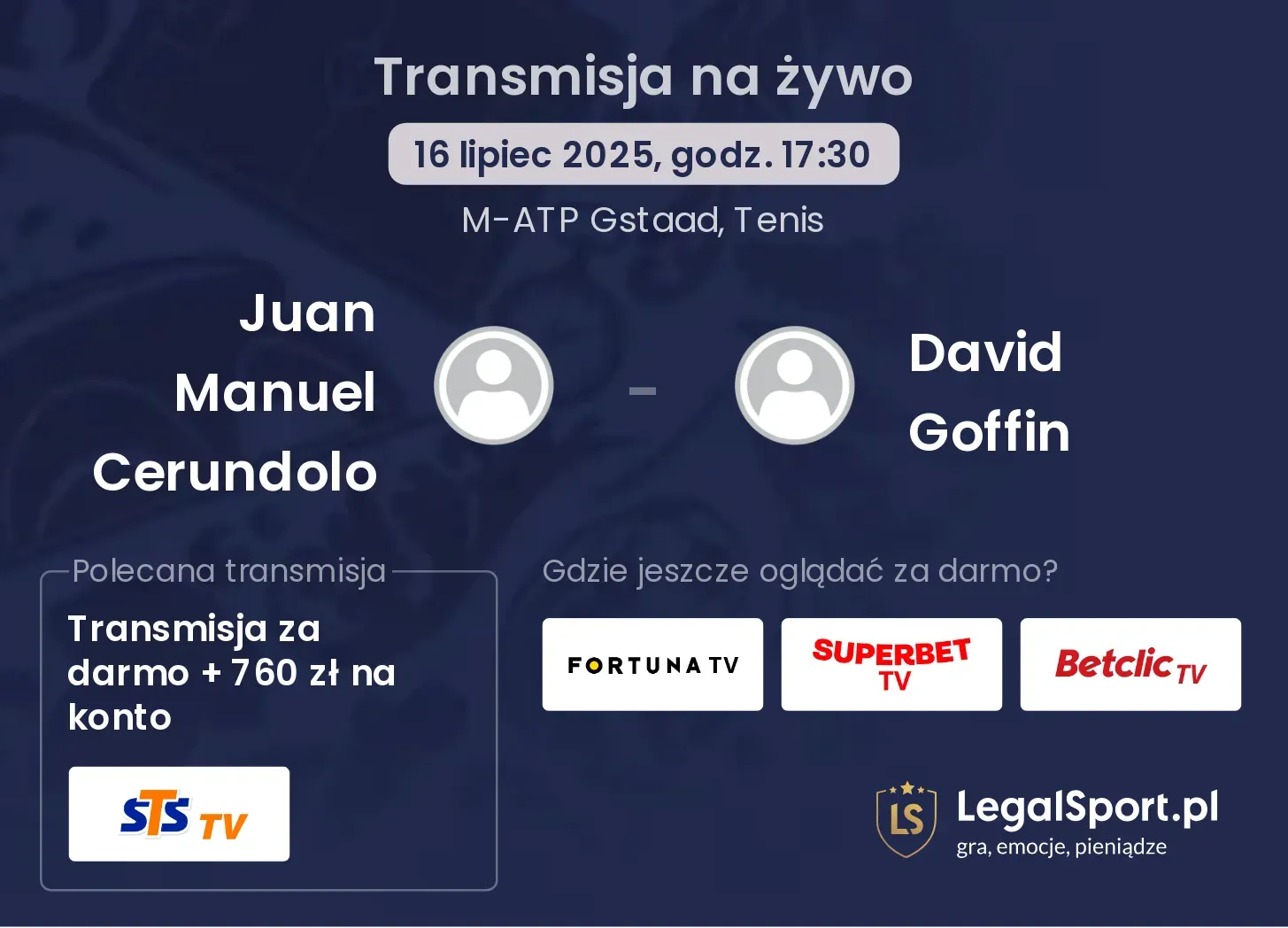 Juan Manuel Cerundolo - David Goffin transmisja na żywo